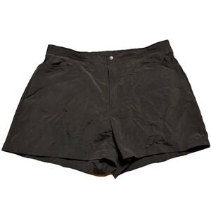 Lands End Swim Shorts Pull On Lined Black Nylon Sz 12 Comfort Modest Water Beach